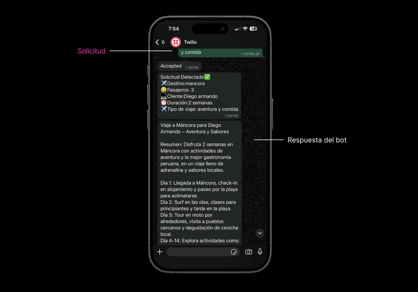 Generador de itinerarios por WhatsApp